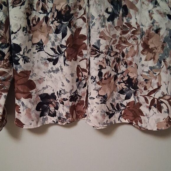 Denim & Co Stretch Woven Button Up Long Sleeve Floral Large - Picture 3 of 12